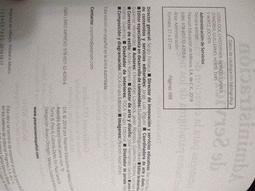 Administración De Servicios 3ª Edición (Usado)