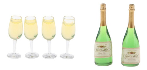 Botellas Copas Claras En Miniatura A 1/12, Muebles Para De