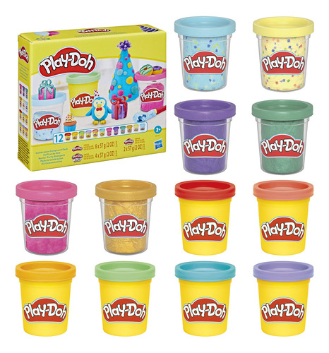 Play-doh 12 Compuestos De Celebración Con Confeti Y Brillo
