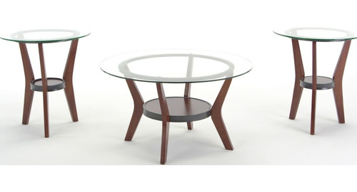 Imagen 1 de 6 de Set De Mesas Para Sala Modernas, Madera Y Cristal Minimalist