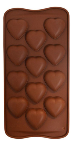 Molde Silicona Corazones Lisos X14 Bombones M1 Marrón