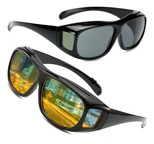 Par Anteojos 2 Lentes Motocros Ciclismo Correr Vision Hd Air Cristal Negro / Amarillo