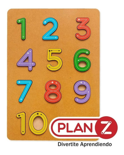 Imagen 1 de 6 de Juego Encastre Didáctico Madera Infantil Números Plan Z