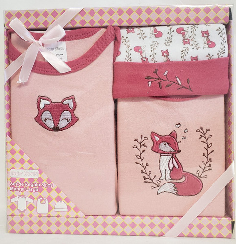 Set De Regalo Bebe Textil Manga Larga 3 Piezas Baby World