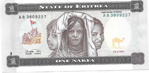 Billete Eritrea 1 Nakfa Año 1997 Sin Circular