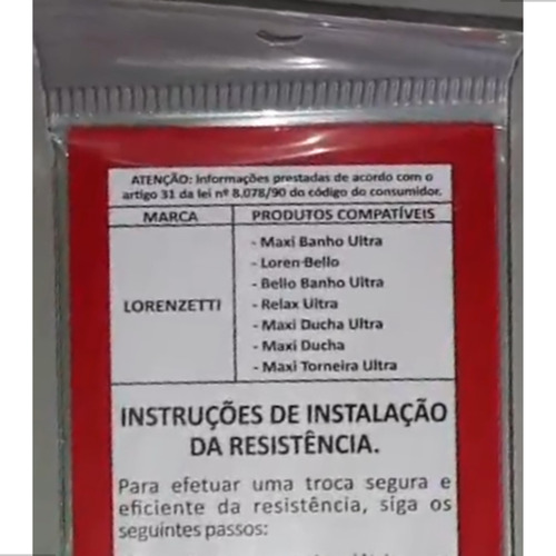 Resistência Lorenzetti Relax Ultra Maxi Ducha Loren Bello