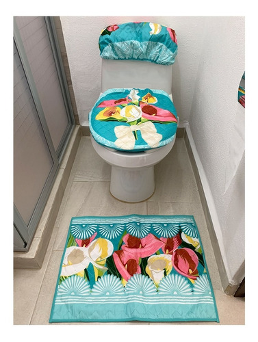 Imagen 5 de 6 de Set De Baño 3 Piezas De Alcatraz Con Fundas Y Tapete