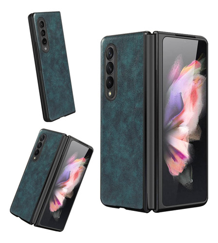 Funda Byiuihs Simil Cuero Para Galaxy Z Fold 4 Blue