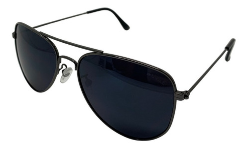 Gafas de sol Viale Aviador, color negro con marco de metal clásica, varilla de metal