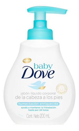 Jabón líquido Baby Dove Humectación Enriquecida dispensador 200 mL