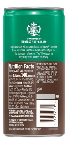 Café Listo Para Beber Espresso Y Crema, 6.5 Oz, 12 Latas