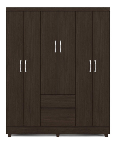 Guarda-roupa Demóbile Flash II cor ébano touch de mdp com 6 portas de dobradiças