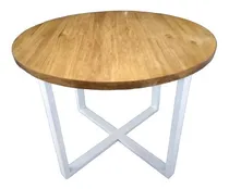 Comprar Mesa Redonda De Hierro Y Madera 100cm