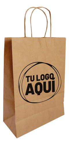 Bolsas Papel Kraft Personalizadas X 100u. - 22x10x30 Kraft-madera Personalizadas
