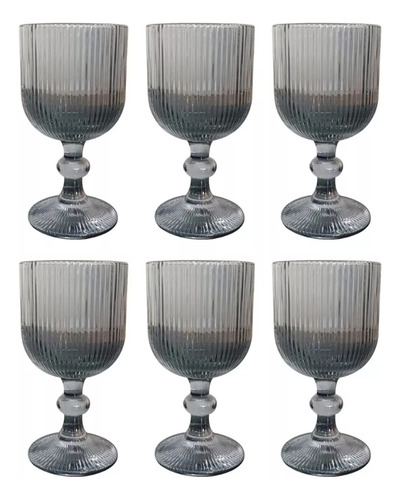 Set 6 Copas 325 Ml Cristal Vidrio Colores Vintage Labrado