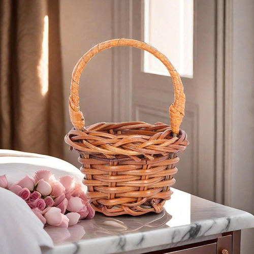 T 10 Piezas Canasta Tejida De Ratán Bastera De Pascua Con