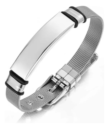 Pulsera Ajustable Tipo Reloj Placa De Acero Personalizado