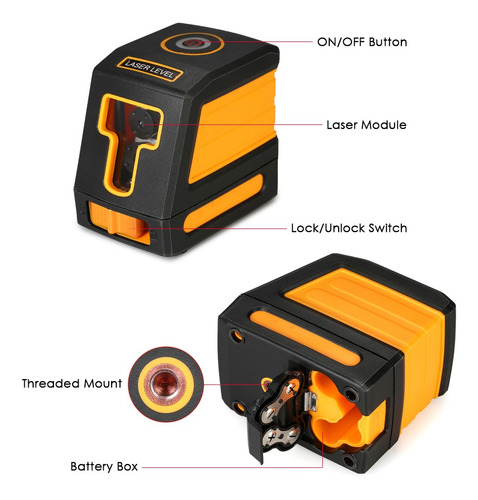 Imagem 5 de 9 de Nível Laser 2 Linhas Auto-nivelamento Vermelho Profissional