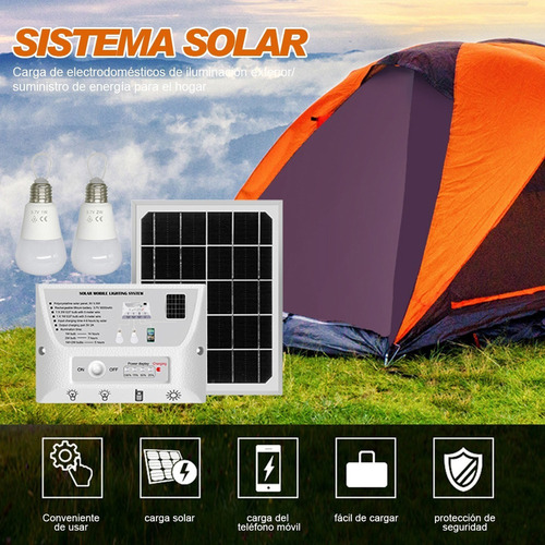 Sistema De Iluminación Solar Portátil Impermeable 5.5w Panel