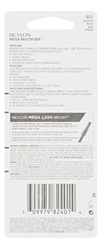 Máscara Revlon Mega Multiplier, Black Black, 0.28 Fluid