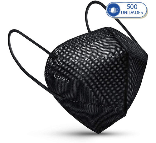 Kit de 500 mascarillas desechables Kn95 Pff2 negras con pinza nasal, color negro, diseño de tela lisa