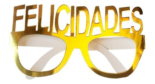 Lentes De Papel Dorados Felicidades X4 Unidades