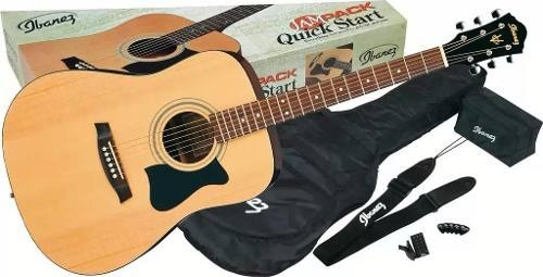 Combo Ibanez V-50 Guitarra Acustica Cuerdas Acero Pack Funda