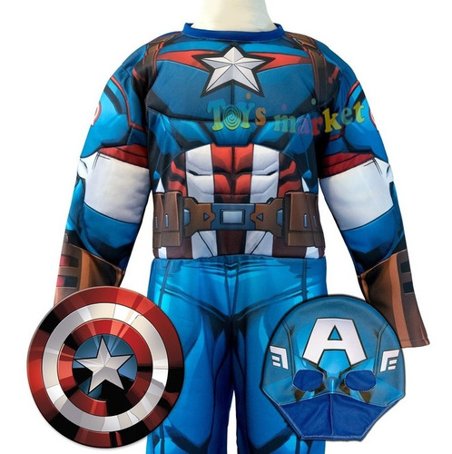 Disfraz De Capitan America Con Musculos De Marvel New Toys