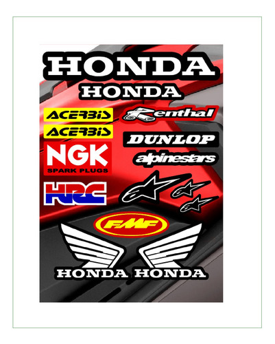 Kit Stickers Decorativo Honda 28 X 38 Cm.