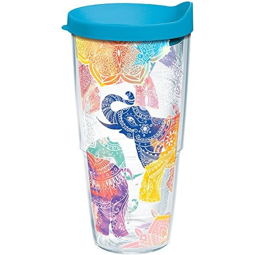 Vaso Diseño De Elefantes Mehndi Envoltura Y Tapa Turqu...