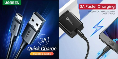 Cable Ugreen Usb-a A Micro Usb 2 Metros Tecnología De Carga