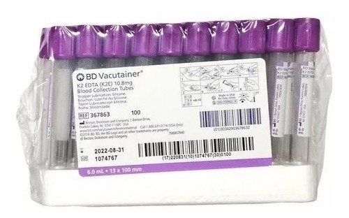 Tubos Vacutainer Tapa Lila 6ml - Edta K2