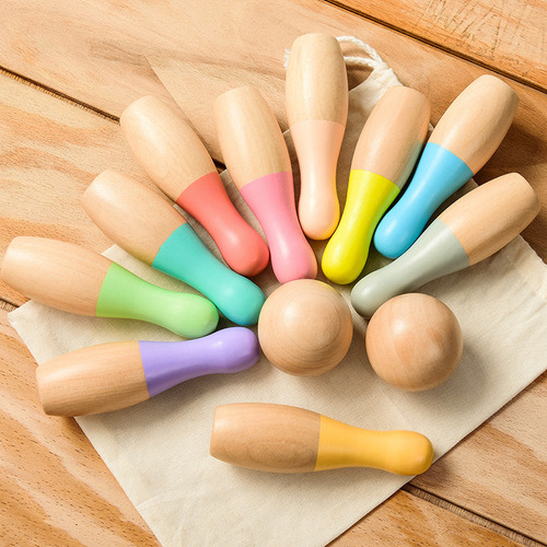 . Bolos De Madera For Niños, Fácil 10 Bolos + 2 Bolas