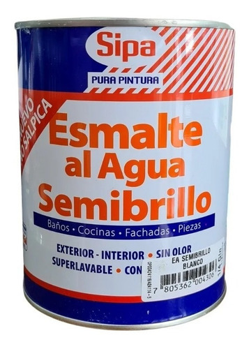 Esmalte Al Agua Blanco Semibrillo 1 Litro | Limpiable