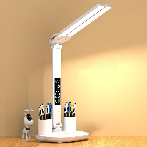 Lâmpada De Mesa Led Iluminação Usb Com Relógio Data