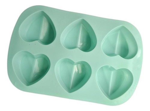 * Molde Silicon 6 Corazones Doblados Sn Valentin Choco Jabon