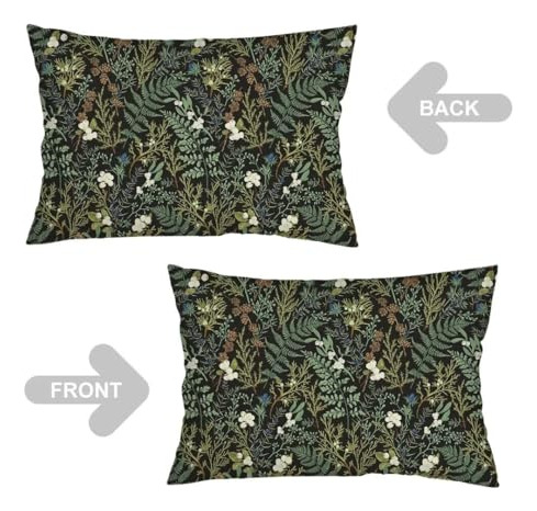 Set De 2 Fundas De Almohada Plantas Verdes Negras