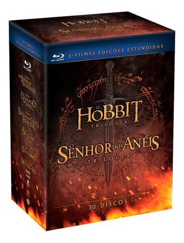 Box Blu Ray Terra Média Hobbit Senhor Dos Anéis Estendidos