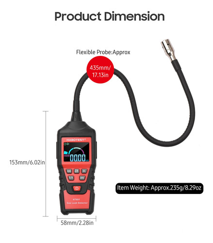 Analizador De Gas Portátil Habotest Ht601 Fuga De Gas Domést