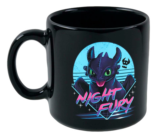 Taza Cerámica Chimuelo Furia Cómo Entrenar A Tu Dragón 325ml Negro Furia Nocturna
