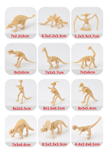 Set De 12 Dinosaurios Esqueleto Juguete Niño