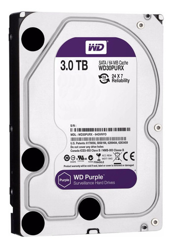Imagen 2 de 3 de Disco duro interno Western Digital WD Purple WD30PURX 3TB púrpura