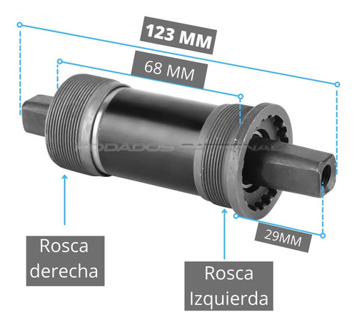 Imagen 3 de 6 de Caja Pedalera Bicicleta 123 Mm Sellada Rulemanes Cartucho