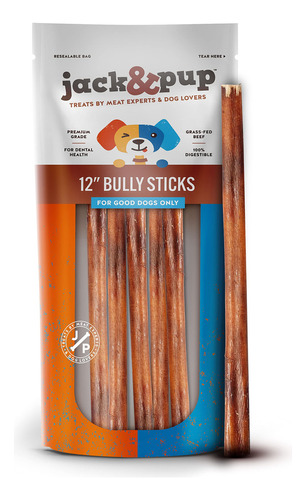 Jack&pup Bully Sticks De 12 Pulgadas Para Perros Medianos, G