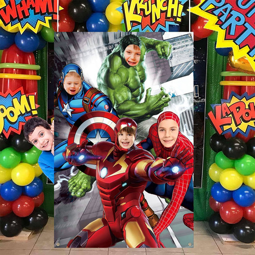 Cartel Para Puerta Foto Superheroe Decoracion Fiesta Cara