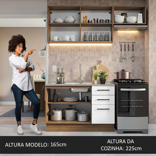 Cocina Integral Completa Modular Madesa Agata 180cm Color Rustic/Blanco 09