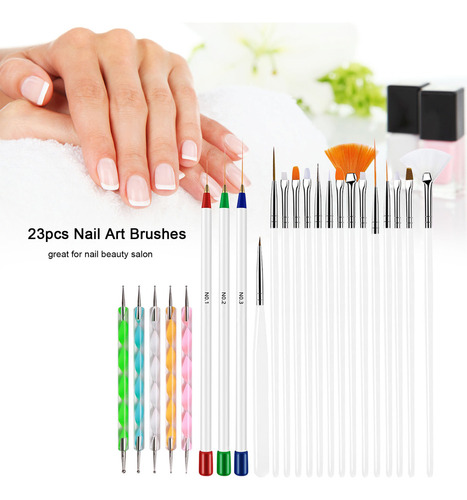 Juego De 23 Pinceles Para Uñas Para Pintar Y Dibujar Tú Mism