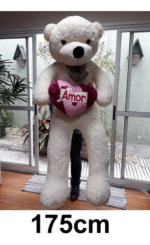 Imagem 1 de 9 de Urso Creme Branco Gigante 1,75 Mt 175cm Presente Namorada