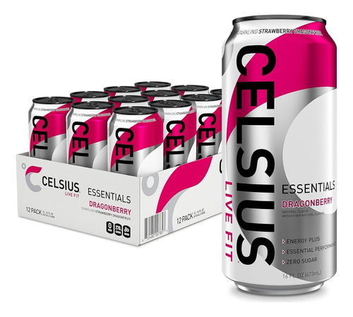 Celsius Essentials Sparkling Dragonberry 473ml Pack 12