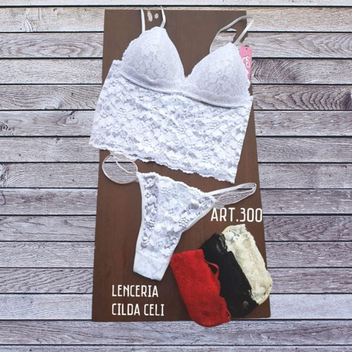 Conjunto Celi Unid Soft C/push Up + Less Reg Art 300 Blanco Puntilla 90